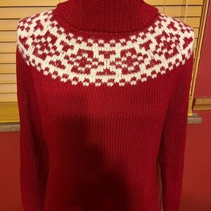 Red and cream Women's Sweater